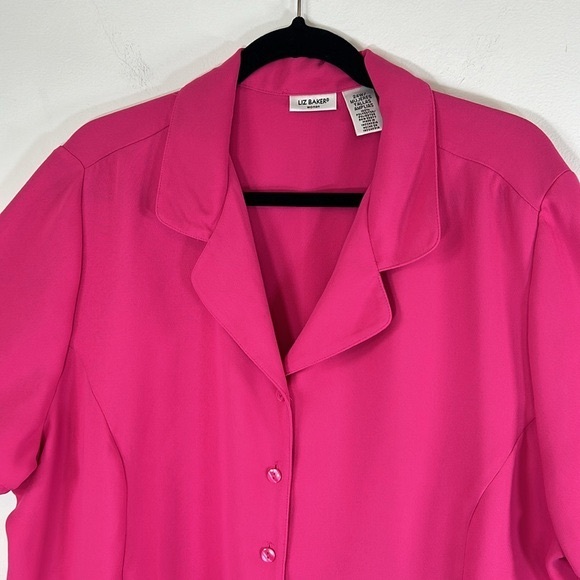 Liz Baker Woman Princess Cut Dressy Button Up Women’s Size 24W Pink Blouse - Picture 2 of 12